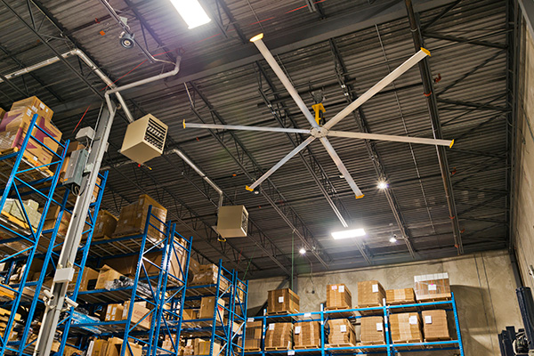 Basic 6 overhead fan in warehouse